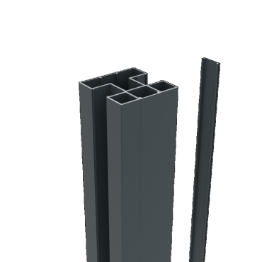 Boston alu H paal 75x75mm RAL7016 incl. alu afwerkingsprofiel 4x24 mm L=124cm