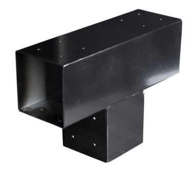 Gegalvaniseerd verbindingsstuk 3-weg T-model voor vierkante palen 12x12 cm zwart gepoedercoat