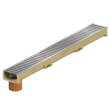 ACO Euroline goot L=1000mm, H=60mm Incl. sleufrooster, uitloop 110mm