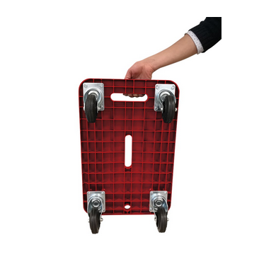 Plateauwagen - rood - nylon wielen - 4 zwenkwielen zwart