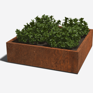 Cortenstaal gelaste plantenbak Vierkant 140x140x40 cm - MET Bodemplaat