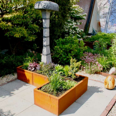 Cortenstaal plantenbak Hoekopstelling 50 H=60 cm MET bodemplaat