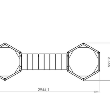 Cortenstaal plantenbak met bankje Zeshoek 294.4x99.3 cm H=50 cm ZONDER bodemplaat