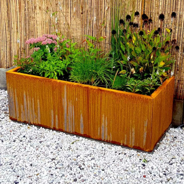 Cortenstaal plantenbak Rechthoek 50x120 H=80 cm MET bodemplaat