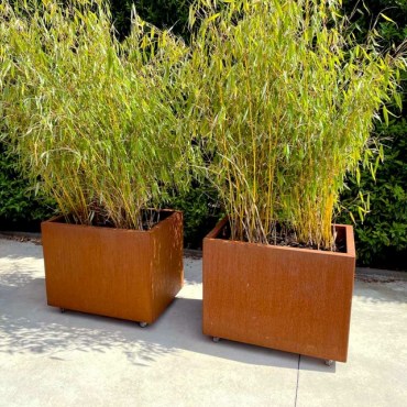 Cortenstaal plantenbak Rechthoek 60x80 H=80 cm MET bodemplaat + 4 wielen