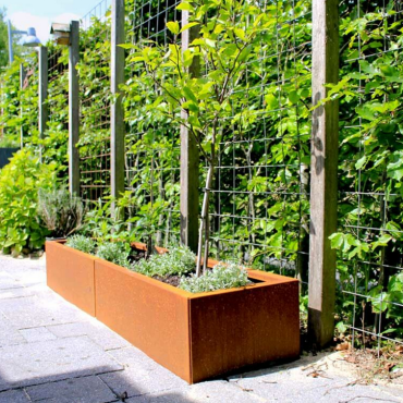 Cortenstaal plantenbak Rechthoek XL 160x40 H=40 cm MET bodemplaat