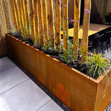 Cortenstaal plantenbak Rechthoek XL 300x60 H=60 cm MET bodemplaat