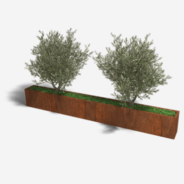Cortenstaal plantenbak Rechthoek XL 320x30 H=30 cm MET bodemplaat