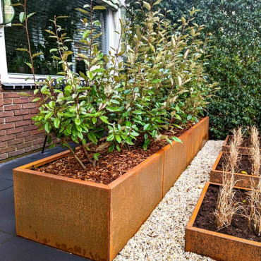 Cortenstaal plantenbak Rechthoek XL 320x60 H=80 cm MET bodemplaat