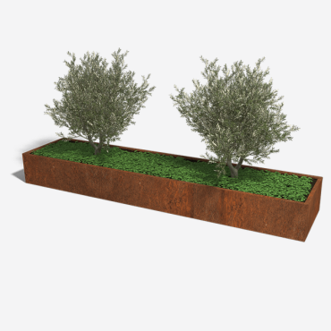 Cortenstaal plantenbak Rechthoek XL 360x80 H=40 cm MET bodemplaat