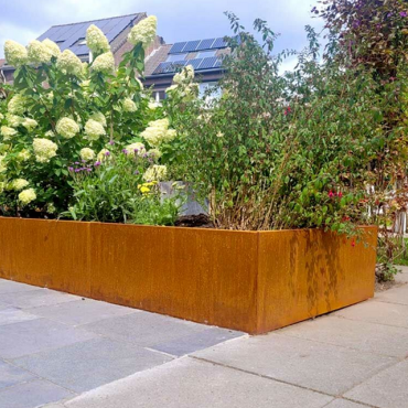Cortenstaal plantenbak Rechthoek XL 400x120 H=80 cm MET bodemplaat