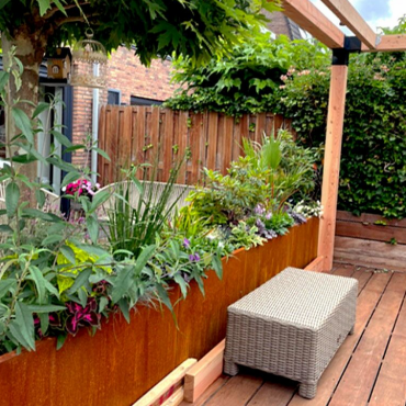 Cortenstaal plantenbak Rechthoek XL 480x40 H=60 cm MET bodemplaat