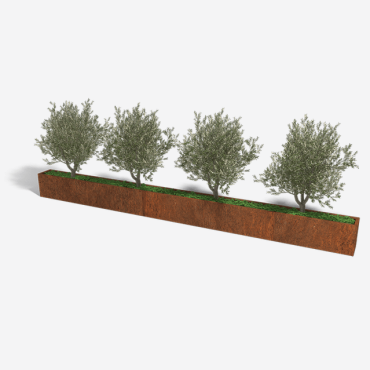 Cortenstaal plantenbak Rechthoek XL 500x40 H=30 cm MET bodemplaat