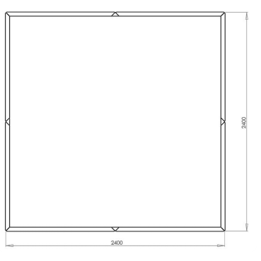 Cortenstaal plantenbak Vierkant XL 240x240 cm H=80 cm ZONDER bodemplaat