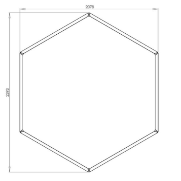 Cortenstaal plantenbak Zeshoek 207.8x239.3 cm H=60 cm ZONDER bodemplaat