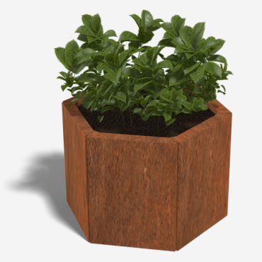 Cortenstaal plantenbak Zeshoek 52x59.3 cm H=60 cm MET bodemplaat