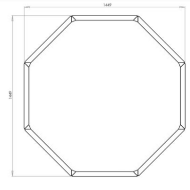 Gepoedercoat staal plantenbak Achthoek 144.9x144.9 cm H=30 cm - Zwart (RAL9005) ZONDER bodemplaat