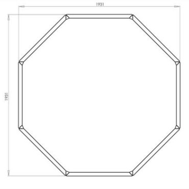 Gepoedercoat staal plantenbak Achthoek 193.1x193.1 cm H=80 cm - Antraciet (RAL7016) ZONDER bodemplaat