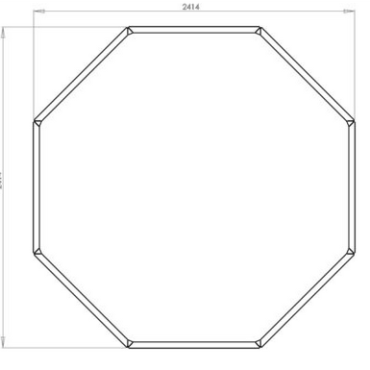 Gepoedercoat staal plantenbak Achthoek 241.4x241.4 cm H=30 cm - Zwart (RAL9005) ZONDER bodemplaat