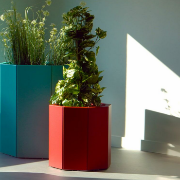 Gepoedercoat staal plantenbak Achthoek 48.3x48.3 cm H=70 cm - Andere RALkleur - MET bodemplaat