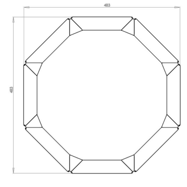 Gepoedercoat staal plantenbak Achthoek 48.3x48.3 cm H=100 cm - Andere RALkleur - MET bodemplaat