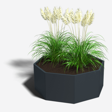 Gepoedercoat staal plantenbak Achthoek 70 H=70 cm - Antraciet (RAL7016) ZONDER bodemplaat