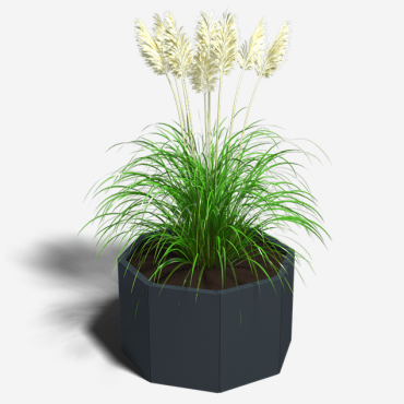 Gepoedercoat staal plantenbak Achthoek 96.6x96.6 cm H=60 cm - Zwart (RAL9005) ZONDER bodemplaat