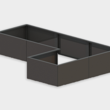 Gepoedercoat staal plantenbak Hoekopstelling 100 H=50 cm - Zwart (RAL9005) MET bodemplaat