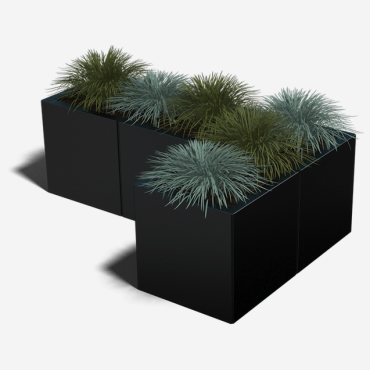 Gepoedercoat staal plantenbak Hoekopstelling 30 H=80 cm - Antraciet (RAL7016) MET bodemplaat