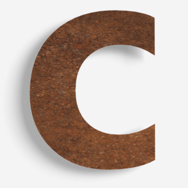 Cortenstaal huisnummer c - 30 cm