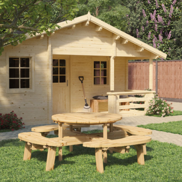 Picknicktafel vuren geimpregneerd. gedroogd Rond