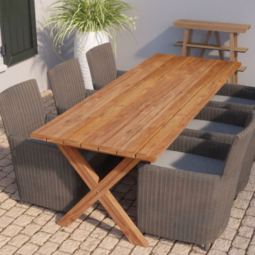 Tuintafel Rustiek Teak 350x100cm kruispoot