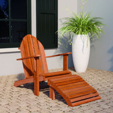 Hardhouten stoel Relax voetenbankje