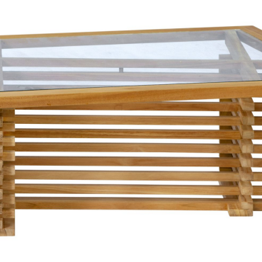 Teak loungeset (2 colli) Riverside tafel met glasplaat