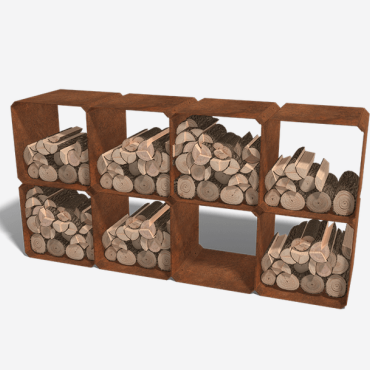 Cortenstaal houtopslag - 8 stuks