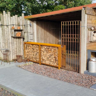 Cortenstaal houtopslag 100x120x40