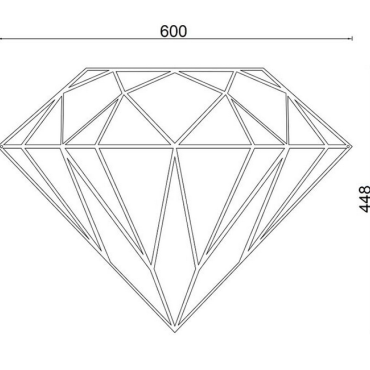 Wanddecoratie Diamand Zwart (RAL9005) S