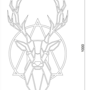 Wanddecoratie Hert 2.0 Zwart (RAL9005) L