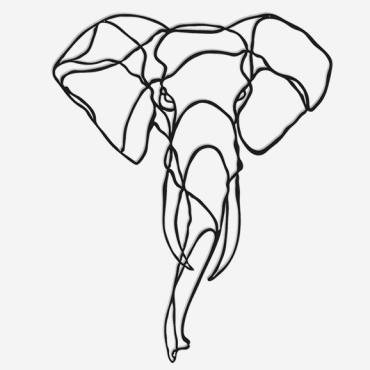Wanddecoratie Olifant 1.0 Zwart (RAL9005) L