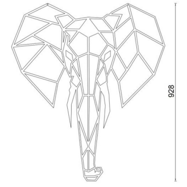 Wanddecoratie Olifant 2.0 Zwart (RAL9005) L