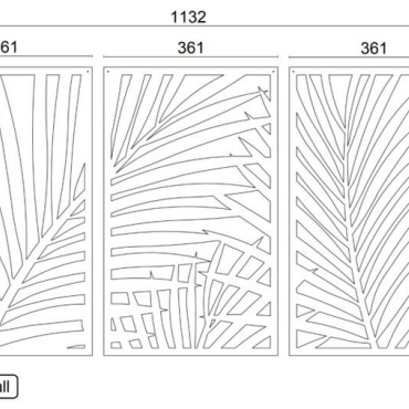 Wanddecoratie Varens 3-luik Zwart (RAL9005) S