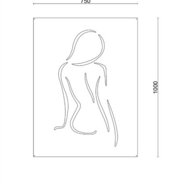 Wanddecoratie Vrouw Zwart (RAL9005) L
