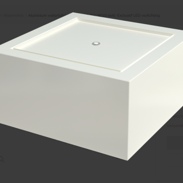Aluminium watertafel 100x100x40 cm - Wit (RAL9010) (wit)-Inclusief LED-verlichting