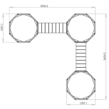 Gepoedercoat staal plantenbak met bankje Achthoek Hoekopstelling 362.6x362.6 cm H=50 cm - Wit (RAL9010) ZONDER bodemplaat