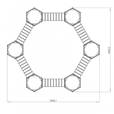 Gepoedercoat staal plantenbak met bankje Kampvuur opstelling zeshoek 502.2x459.2 cm H=50 cm - Andere RALkleur - ZONDER bodemplaat