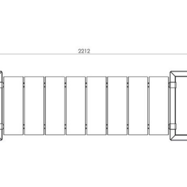 Gepoedercoat staal plantenbak met bankje Vierkant 221.2x50 cm H=50 cm - Wit (RAL9010) ZONDER bodemplaat