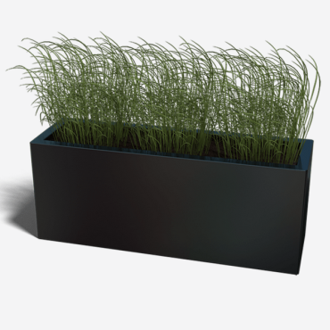 Gepoedercoat staal plantenbak Rechthoek 30x100 H=80 cm - Zwart (RAL9005) MET bodemplaat