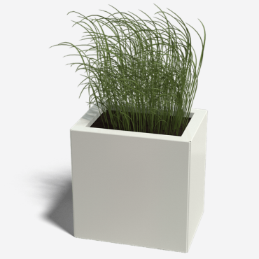 Gepoedercoat staal plantenbak Rechthoek 30x40 H=60 cm - Wit (RAL9010) MET bodemplaat + 4 wielen