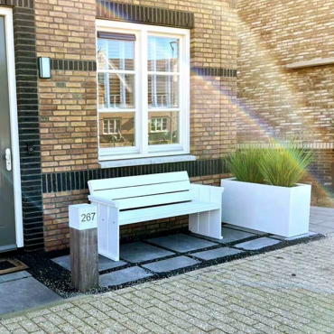 Gepoedercoat staal plantenbak Rechthoek 30x60 H=60 cm - Wit (RAL9010) MET bodemplaat + (8) voeten