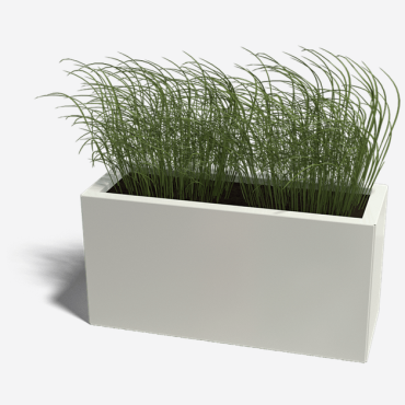 Gepoedercoat staal plantenbak Rechthoek 30x80 H=60 cm - Wit (RAL9010) MET bodemplaat + 4 wielen